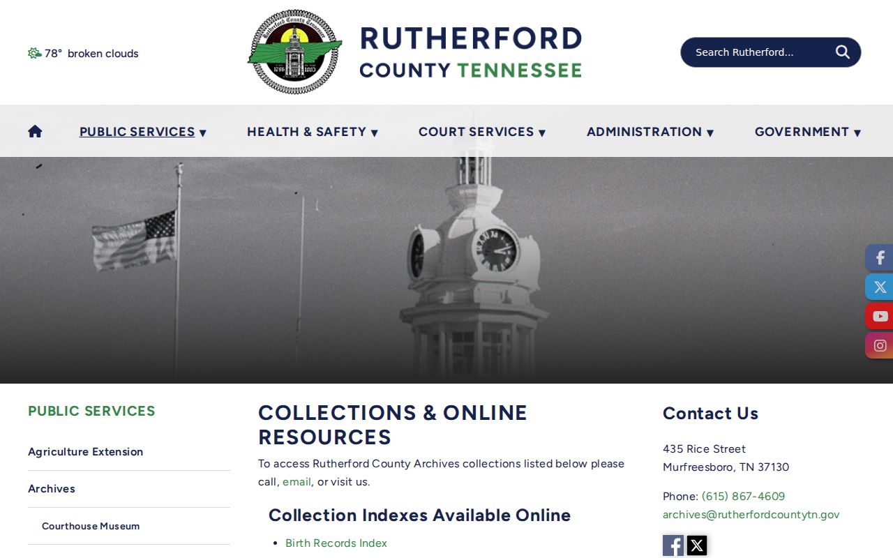 Rutherford County people search name indexes and archive holdings
