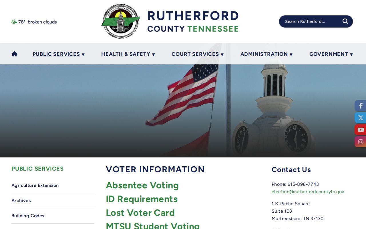 Rutherford County voter registration services and Election Commission hours